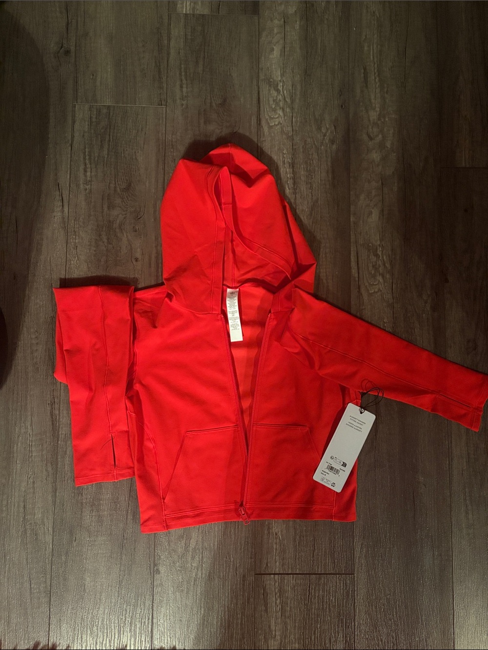 ALO Yoga Women’s Red Hooded Alosoft Sincere Fitted Jacket